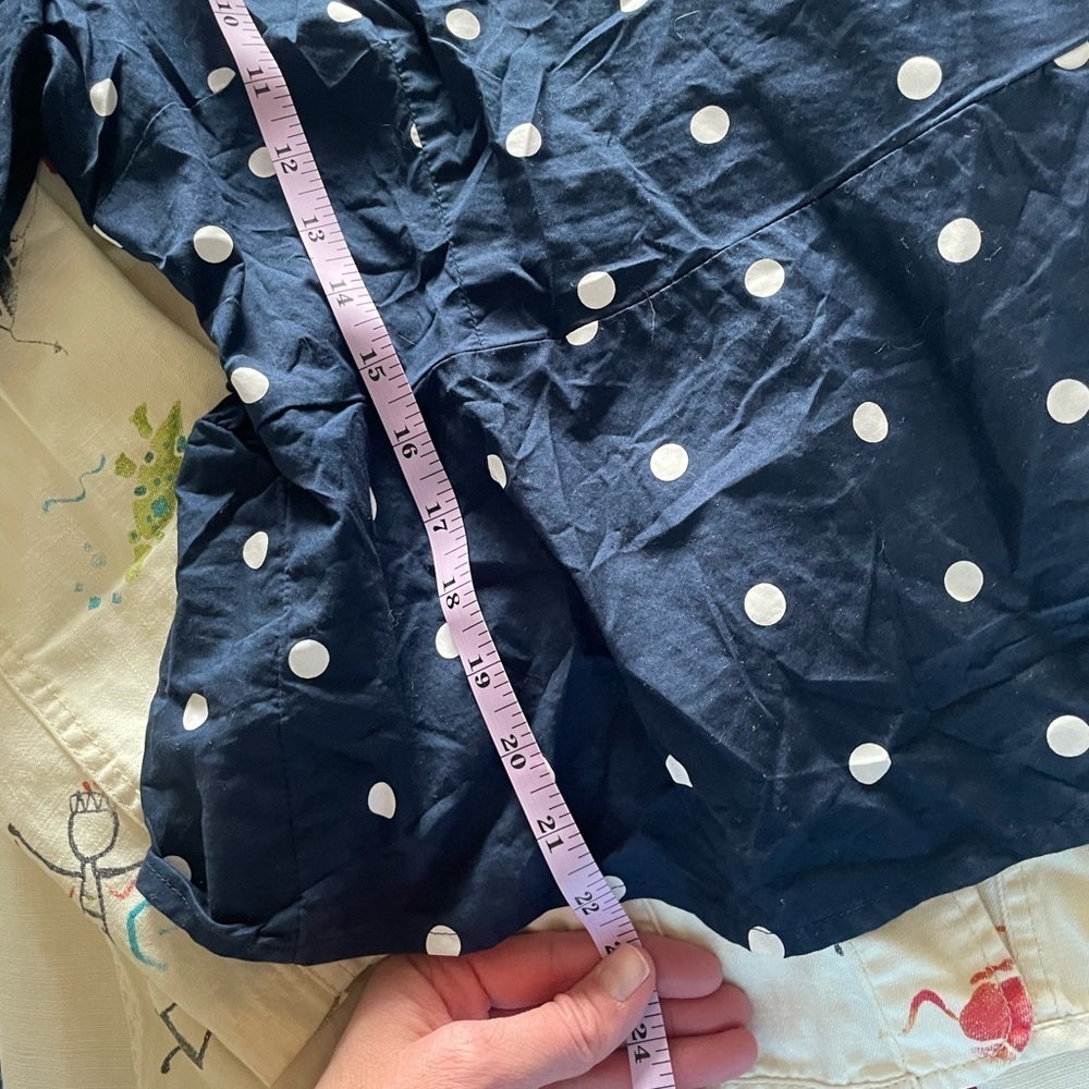 Navy Polkadot Puff Sleeve Wrap Top - Picture 7 of 11